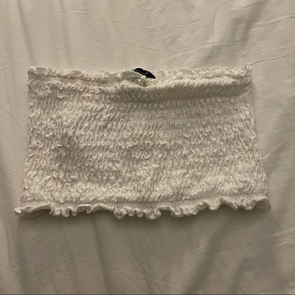 Topshop Shirred Bandeau Crop Top